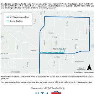 612 - Washington Blvd on Snow Route Detour