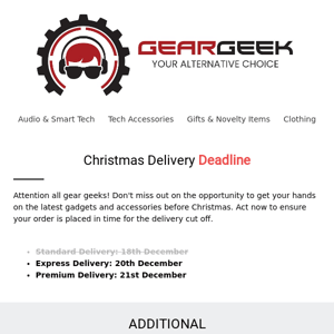 🎅🎁 Last Chance! Get Your Gear Geek Goodies in Time for Christmas 🚀🎉