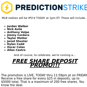 MLB IPOs & FREE Share Promo!