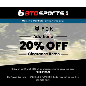 Fox Racing Extra 20% Off Sale! Coupon Inside!