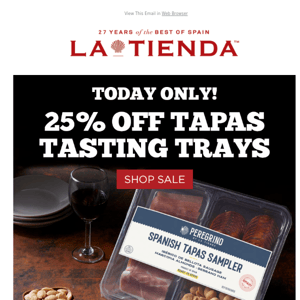 Today Only! 25% Off Tapas Snacking Trays