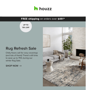 Refresh your rugs for up to 75% off