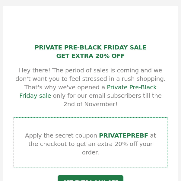 Private Sale: Extra 20% Off 🧨