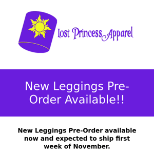 Ending Tomorrow Night...Lost Princess Apparel, NEW Leggings Pre-Order Available, Including Solid Black and Navy Blue, Thanksgiving and Holiday Prints