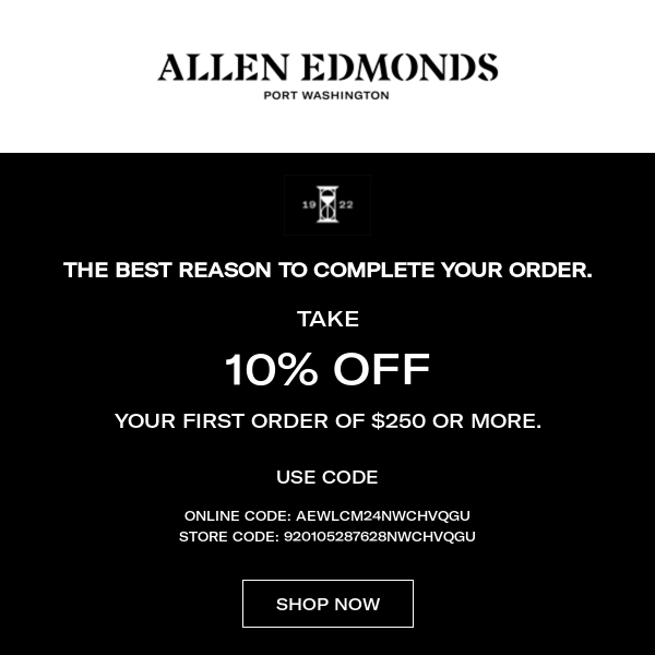 Here’s the deal: 10% off your order