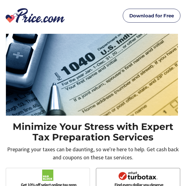 Don't let taxes stress you out - Get Cash Back on professional tax preparation