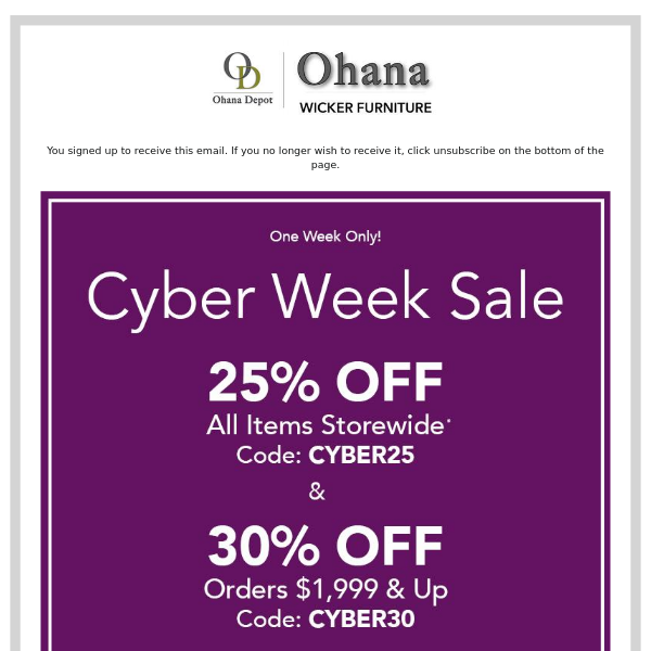 Cyber Week Sale - 25% Off Everything - Ends 12/7!