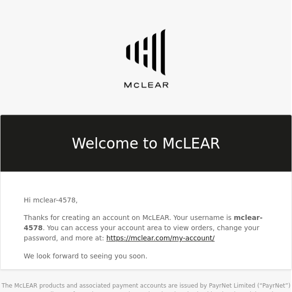 Your McLEAR account has been created!