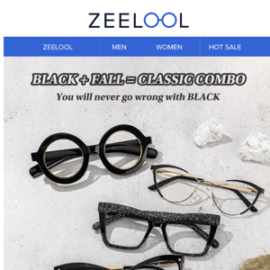 Black glasses collection starting at $3, classic yet not boring