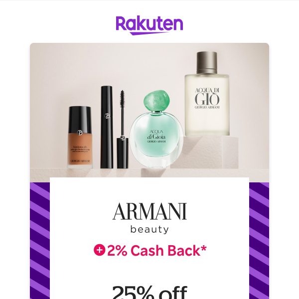 Armani beauty: Get 25% off sitewide + 2% Cash Back