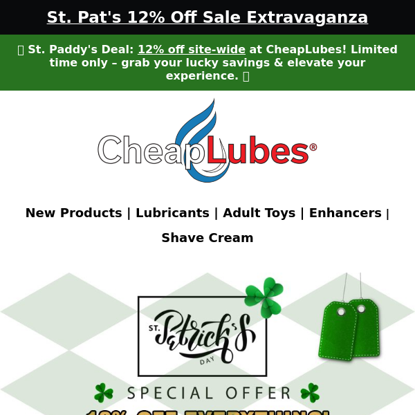 🍀 St. Pat's 12% Off Sale Extravaganza