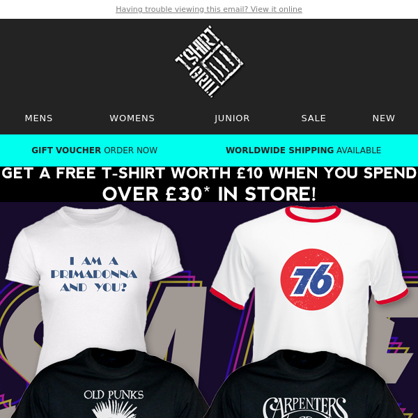 T-Shirts Under £10; And Last Chance For Free T-Shirt!