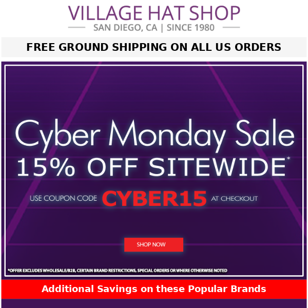 15% Off Sitewide + 10-15% Off Popular Brands | Cyber Monday Sale