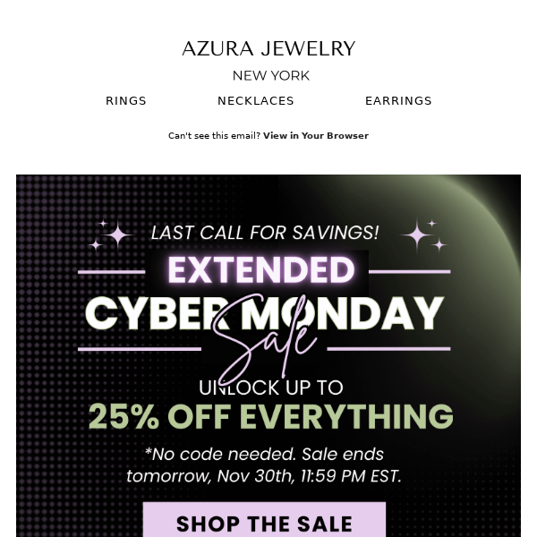 Surprise! 🎉 Cyber Mon Extended! Save 25% OFF Sitewide