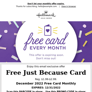 Only 5 days left to get your FREE card!