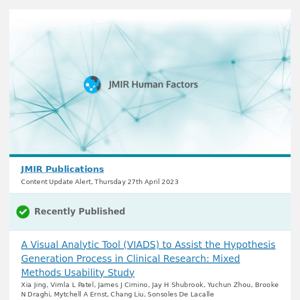 [JHF] A Visual Analytic Tool (VIADS) to Assist the Hypothesis Generation Process in Clinical Research: Mixed Methods Usability Study