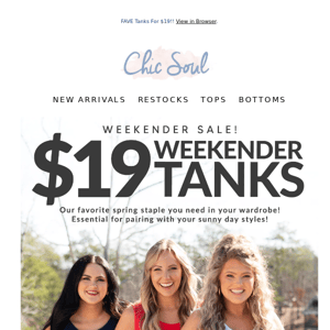 WEEKENDER TANKS ON SALE!