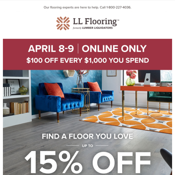 $100 off every $1000 | April 8-9 ONLY