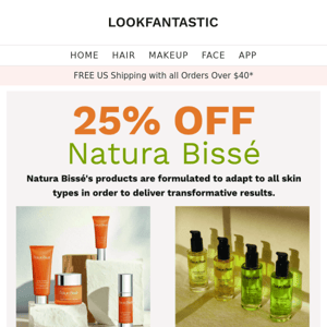 Hurry & Get 25% Off Natura Bissé