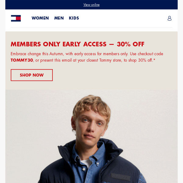 Exclusive 30% Off for Tommy Members: Shop Autumn Reductions Now!