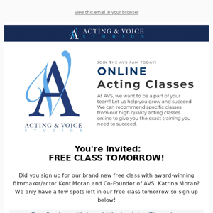 You're Invited: FREE CLASS TOMORROW!