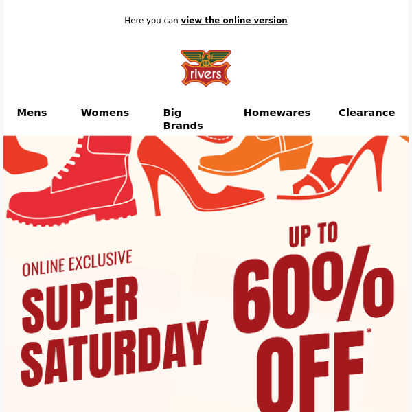 From $5* Super Saturday Shoe Sale