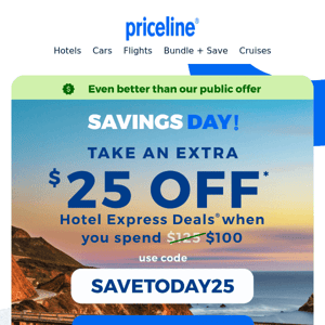 $25 off hotels? Savings Day is on 🙌