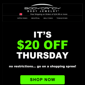 $20 OFF Thursday