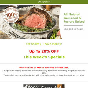 Plan Ahead & Save ~ Specials on Savory Holiday Roasts ~ Grass-fed for Less