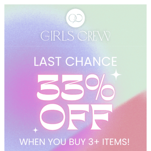 33% OFF SITEWIDE ENDS TONIGHT