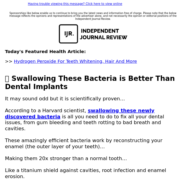 Hydrogen peroxide and old teeth