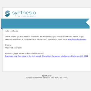 Thank you for your interest in Synthesio!