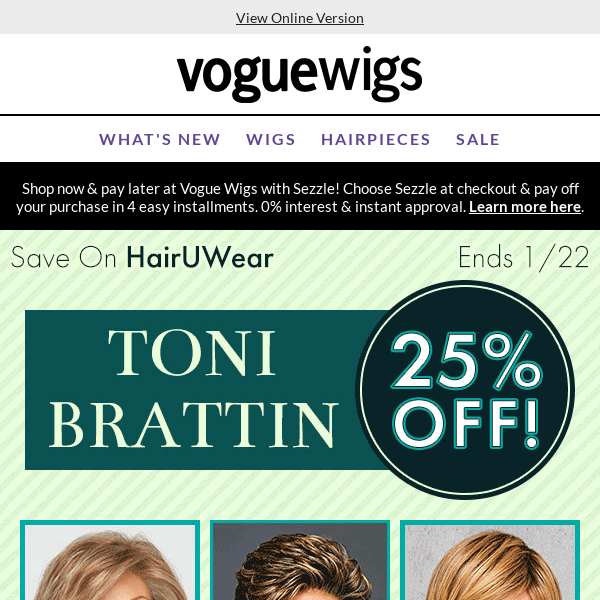 Enjoy 25% Off Raquel Welch, Gabor, & More! - Vogue Wigs