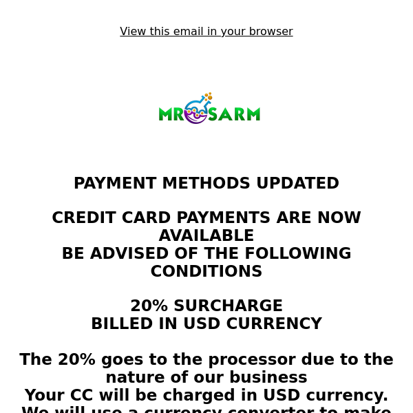 CREDIT CARD PAYMENTS AVAILABLE