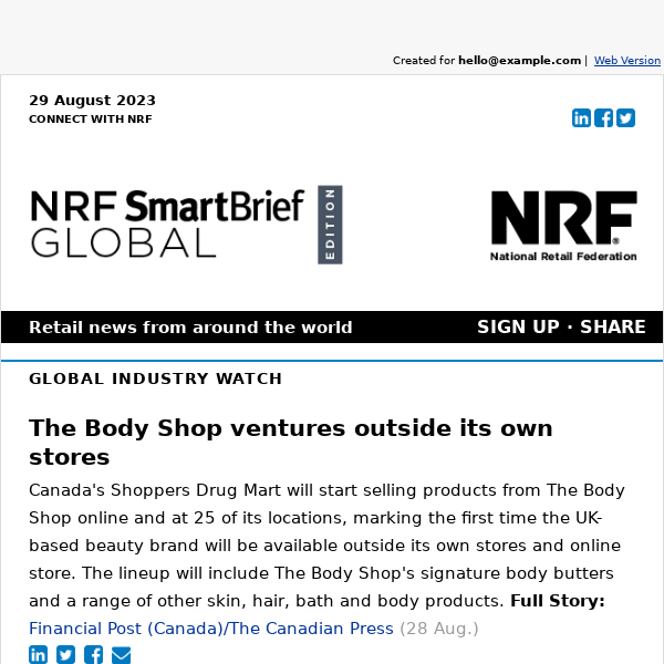 The Body Shop ventures outside its own stores