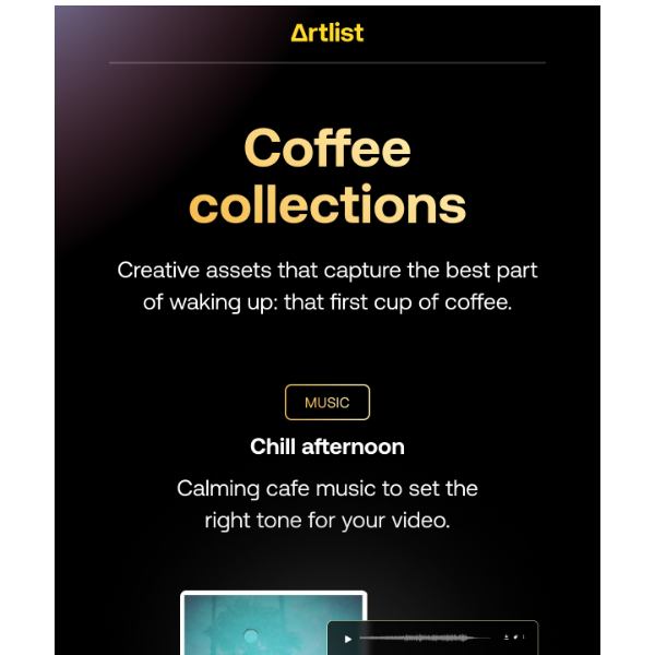 Artlist.io, get coffee themed assets to start the day off right