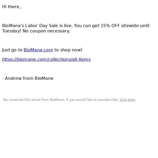 BioMane Sale: 15% OFF Sitewide