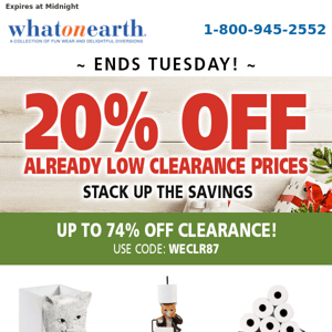 Last Call. 20% Off Clearance