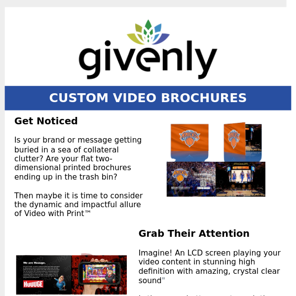 Custom Branded Video Brochures and QR Code Tumblers