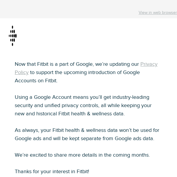 Forvent det Lyn lineal Updates to our Privacy Policy - Fitbit