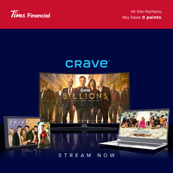 Unlock 3 Months of Crave with Tims Credit Card! 🍿🎬