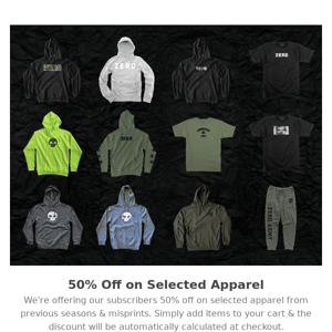 50% Off on Selected Apparel