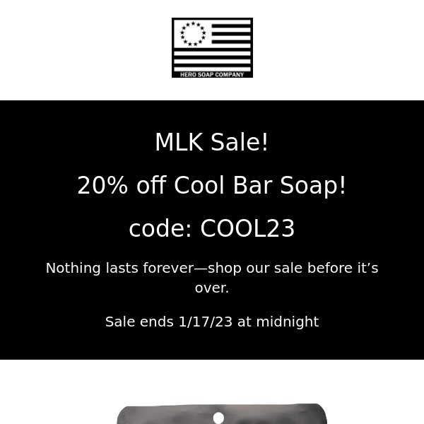 Cool Bar Soap Sale! 20% off cool bar soap! Code: COOL23