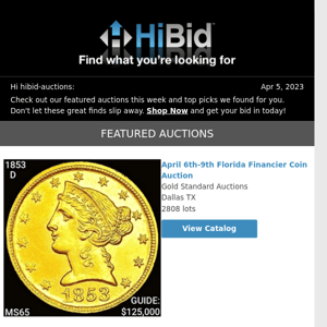 Wednesday's Great Deals From HiBid Auctions - April 5, 2023