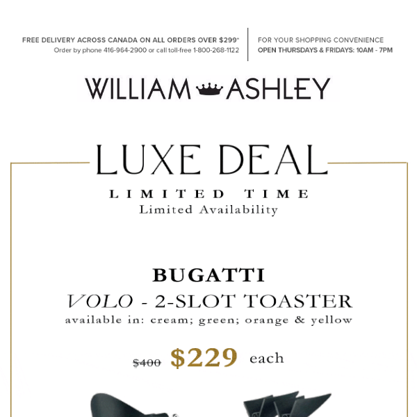 🌟Luxe Deal Alert! 42% OFF Bugatti Volo Toasters
