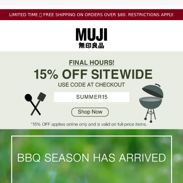 Get Fired Up For BBQ Season🔥15% OFF SITEWIDE Ends Tonight!