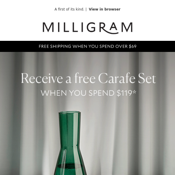 Receive a free Studio Milligram Carafe Set - Green, rare and exclusive