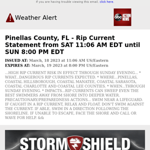 Pinellas County, FL - Rip Current Statement from SAT 11:06 AM EDT until SUN 8:00 PM EDT