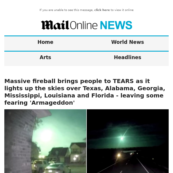 ebbe tidevand Beskrive flod Massive fireball brings people to TEARS as it lights up the skies over  Texas, Alabama, Georgia, Mississippi, Louisiana and Florida - leaving some  fearing 'Armageddon' - Daily Mail