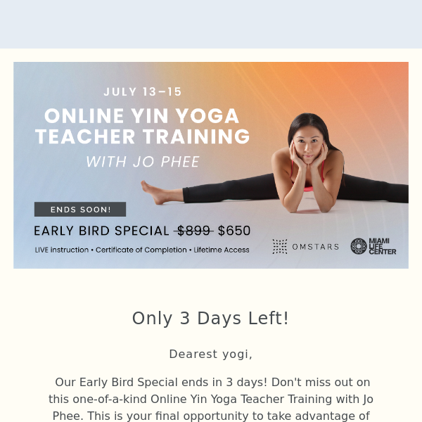 Secure Early Bird Savings on Yin Yoga Teacher Training!